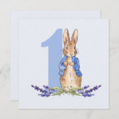 Invitation Pierre le premier anniversaire du lapin (Devant / Derrière)