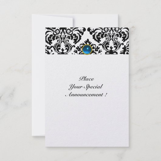 Invitation PIERRE PRÉCIEUSE DAMASK MONOGRAMME glace bleu saph (Dos)