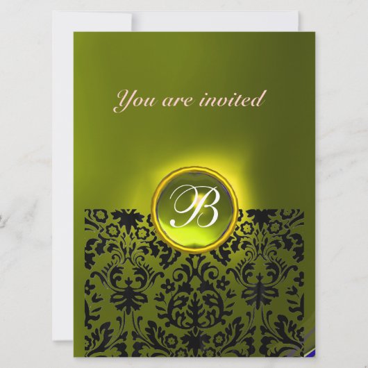 Invitation PIERRE PRÉCIEUSE DAMASK MONOGRAMME topaze jaune (Devant)