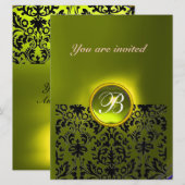 Invitation PIERRE PRÉCIEUSE DAMASQUINÉE MONOGRAMME topaze jau (Devant / Derrière)