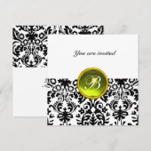 Invitation Pierre précieuse GEMME DAMASK monogramme topaze ja (Devant / Derrière)