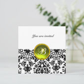 Invitation Pierre précieuse GEMME DAMASK monogramme topaze ja (Debout devant)