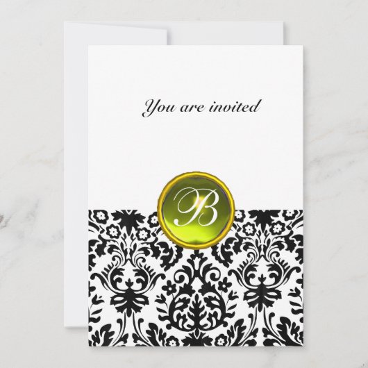 Invitation Pierre précieuse GEMME DAMASK monogramme topaze ja (Devant)