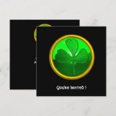 INVITATION PIERRE PRÉCIEUSE TRÈFLE VERT, FÊTE DE LA SAINT-PAT (Devant / Derrière)