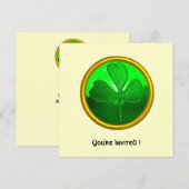 INVITATION PIERRE PRÉCIEUSE TRÈFLE VERT, FÊTE DE LA SAINT-PAT (Devant / Derrière)