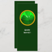 INVITATION PIERRE PRÉCIEUSE TRÈFLE VERT, FÊTE DE LA SAINT PAT (Devant / Derrière)