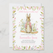 Invitation Pierre rose Baby shower Rabbit (Devant)
