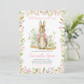 Invitation Pierre rose Baby shower Rabbit (Debout devant)