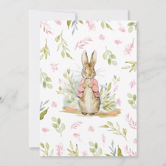 Invitation Pierre rose Baby shower Rabbit (Dos)