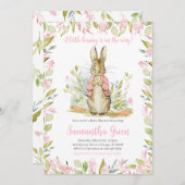 Invitation Pierre rose Baby shower Rabbit (Devant / Derrière)