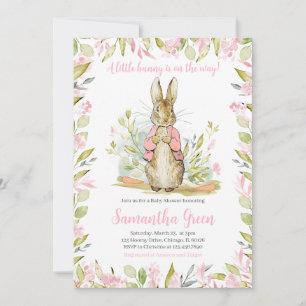 Invitation Pierre rose Baby shower Rabbit