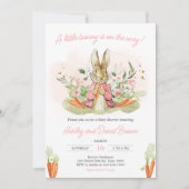 Invitation Pierre rose Baby shower Rabbit (Devant)
