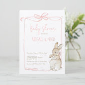 Invitation Pierre rose le lapin Baby shower Beatrix (Debout devant)