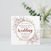 Invitation Pierre rouge foncé et or Peony Mariage moderne en (Debout devant)