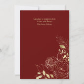 Invitation Pierre rouge foncé & or Peony Fête des mariées flo (Dos)