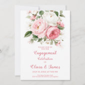 Invitation Pierres blanches et fiançailles de roses blanches (Devant)