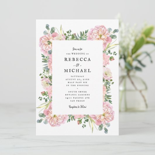 Invitation Pierres blanches Hydrangea Eucalyptus Mariage (Debout devant)