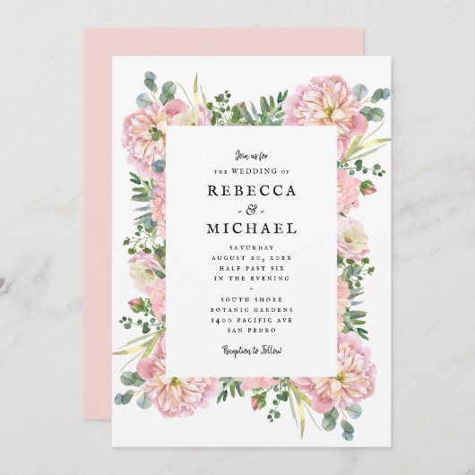 Invitation Pierres blanches Hydrangea Eucalyptus Mariage (Devant / Derrière)