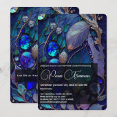 Invitation Pierres cristallines Iridescentes, Bleu, Turquoise (Devant / Derrière)