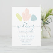 Invitation Pierres de Gem Elegant Pastel Mariage Bleu (Debout devant)