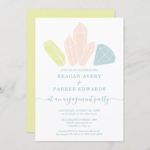 Invitation Pierres de Gem Élégante Partie d'engagement Pastel