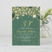 Invitation Pierres de naissance en or faux vert (Debout devant)