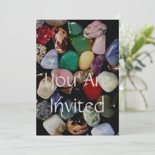 Invitation Pierres Gem Colorées (Debout devant)