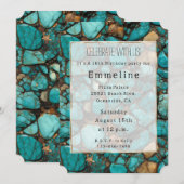 Invitation Pierres noires turquoise (Devant / Derrière)