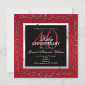 Invitation Pierres précieuses rubis élégants 40e anniversaire (Devant)