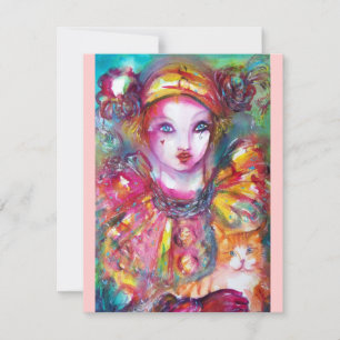 Invitation PIERROT AVEC CAT / Mardi Gras Masquerade Party