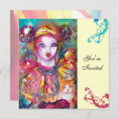 Invitation PIERROT AVEC CAT / Mardi Gras Masquerade Party (Devant / Derrière)