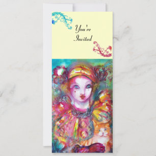 Invitation PIERROT AVEC CAT / Mardi Gras Masquerade Party