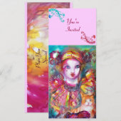 Invitation PIERROT AVEC CHAT / Mardi Gras Bal Masqué (Devant / Derrière)