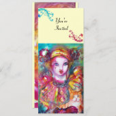 Invitation PIERROT AVEC CHAT / Mardi Gras Fête de Mascarade (Devant / Derrière)