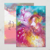 Invitation PIERROT ET ARLECCHINA Bal Masqué du Mardi Gras (Devant / Derrière)