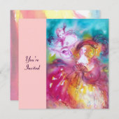 Invitation PIERROT ET ARLECCHINA Carnaval de Venise, (Devant / Derrière)