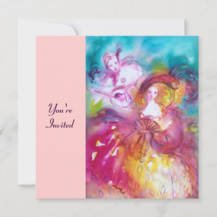 Invitation PIERROT ET ARLECCHINA Carnaval de Venise,