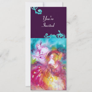 Invitation PIERROT ET ARLECCHINA Carnaval vénitien,