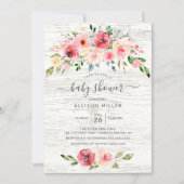 Invitation Pies de printemps rustique Rose Baby shower floral (Devant)