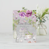 Invitation Pies du printemps Bunny Floral Brunch de Pâques (Debout devant)