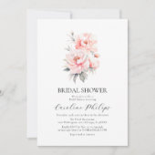 Invitation Pies florales simples FÊTE DES MARIÉES rose pâle (Devant)