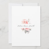 Invitation Pies florales simples FÊTE DES MARIÉES rose pâle (Dos)