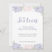 Invitation Pies rose et violet Douce 16 Anniversaire fête (Devant)