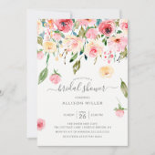 Invitation Pies rose Jaune Rose Fête des mariées florale (Devant)
