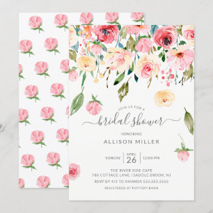 Invitation Pies rose Jaune Rose Fête des mariées florale