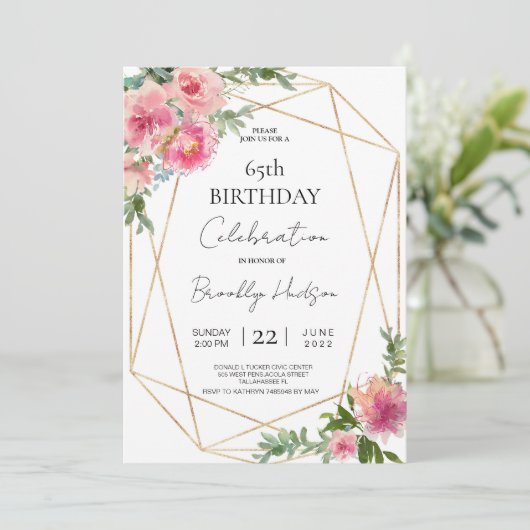 Invitation Pies roses 65e anniversaire (Debout devant)