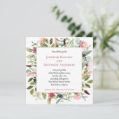 Invitation Pies roses et Eucalyptus Aquarelle Florale (Debout devant)
