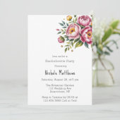 Invitation Pies roses et Fleur Jaune de Bachelorette (Debout devant)