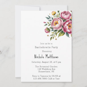 Invitation Pies roses et Fleur Jaune de Bachelorette