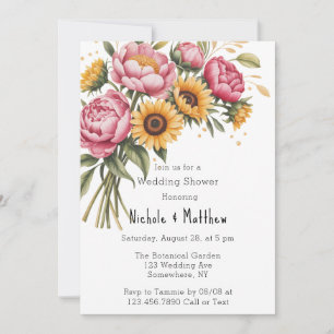 Invitation Pies roses et Wedding shower floral jaune